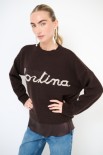 MAGLIA PARICOLLO OVER SCRITTA INTARSIO CORTINA MORO