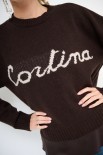 MAGLIA PARICOLLO OVER SCRITTA INTARSIO CORTINA MORO