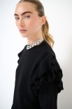 MAGLIA PARICOLLO ROUCHES MANICA NERO