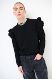 MAGLIA PARICOLLO ROUCHES MANICA NERO