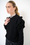 MAGLIA PARICOLLO ROUCHES MANICA NERO