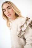 MAGLIA PARICOLLO ROUCHES MANICA BURRO