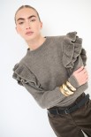 MAGLIA PARICOLLO ROUCHES MANICA FANGO