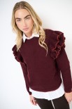 MAGLIA PARICOLLO ROUCHES MANICA VINO