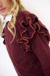 MAGLIA PARICOLLO ROUCHES MANICA VINO
