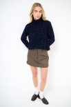 MAGLIA COLLO ALTO MICROPAILLETTES LANA CACHEMIRE BLU