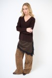 MAGLIA SCOLLO V MICROPAILLETTES LANA CACHEMIRE MORO