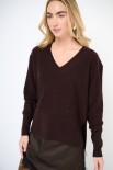 MAGLIA SCOLLO V MICROPAILLETTES LANA CACHEMIRE MORO