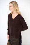 MAGLIA SCOLLO V MICROPAILLETTES LANA CACHEMIRE MORO