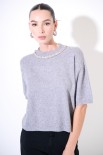 MAGLIA MEZZA MANICA CON GIROCOLLO GIOIELLO GRIGIO MEDIO