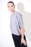 MAGLIA MEZZA MANICA CON GIROCOLLO GIOIELLO GRIGIO MEDIO