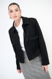 GIACCA CORTA CON ZIP FRANGE TASCHE NERO