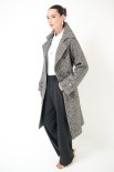 CAPPOTTO OVER CHECK BOUCLE CON CINTURA NERO
