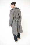 CAPPOTTO OVER CHECK BOUCLE CON CINTURA NERO
