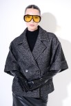 CAPPOTTO CORTO DOPPIO PETTO RESCA BOUCLE NERO