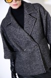 CAPPOTTO CORTO DOPPIO PETTO RESCA BOUCLE NERO