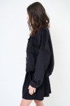 BOMBER CROP VELLUTO CON TASCHE NERO