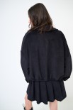 BOMBER CROP VELLUTO CON TASCHE NERO