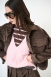 BOMBER CROP VELLUTO CON TASCHE MORO