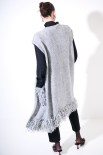 GILET LUNGO FRANGE + TASCHE GRIGIO