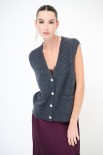 GILET BOTTONI GIOIELLO GRIGIO ANTRACITE