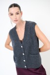 GILET BOTTONI GIOIELLO GRIGIO ANTRACITE