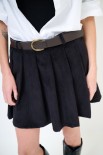 MINIGONNA VELLUTO PIEGHE CON CINTURA NERO