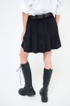 MINIGONNA VELLUTO PIEGHE CON CINTURA NERO