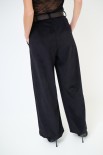 PANTA PALAZZO CON PIEGHE E CINTURA VELLUTO NERO