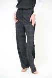 PANTALONE DRITTO CHECK CON PIZZO LATERALE NERO