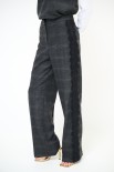 PANTALONE DRITTO CHECK CON PIZZO LATERALE NERO