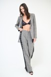 PANTALONE DRITTO CHECK CON PIZZO LATERALE MORO