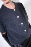 CARDIGAN MANICA CORTA BOTTONI GIOIELLO GRIGIO ANTRACITE
