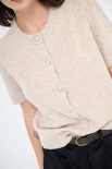 CARDIGAN MANICA CORTA BOTTONI GIOIELLO BEIGE