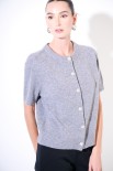 CARDIGAN MANICA CORTA BOTTONI GIOIELLO GRIGIO MEDIO