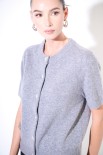 CARDIGAN MANICA CORTA BOTTONI GIOIELLO GRIGIO MEDIO