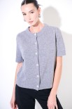 CARDIGAN MANICA CORTA BOTTONI GIOIELLO GRIGIO MEDIO