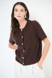 CARDIGAN MANICA CORTA BOTTONI GIOIELLO MORO