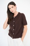 CARDIGAN MANICA CORTA BOTTONI GIOIELLO MORO