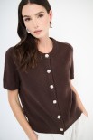 CARDIGAN MANICA CORTA BOTTONI GIOIELLO MORO
