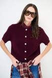 CARDIGAN MANICA CORTA BOTTONI GIOIELLO VINO