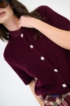 CARDIGAN MANICA CORTA BOTTONI GIOIELLO VINO