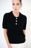 POLO MANICA CORTA BOTTONI GIOIELLO NERO