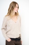 CARDIGAN V ROMBI PAILLETTES BEIGE