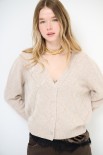 CARDIGAN V ROMBI PAILLETTES BEIGE