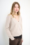 CARDIGAN V ROMBI PAILLETTES BEIGE