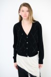 CARDIGAN V ROMBI PAILLETTES NERO