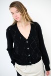 CARDIGAN V ROMBI PAILLETTES NERO