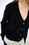 CARDIGAN V ROMBI PAILLETTES NERO