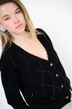 CARDIGAN V ROMBI PAILLETTES NERO